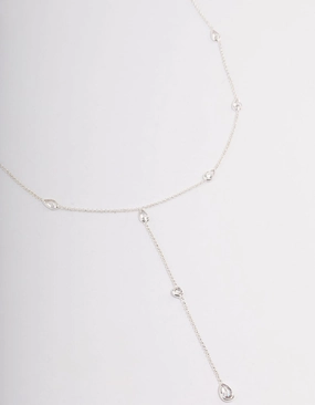 Silver Plated Diamante Lariat Y-Necklace Everyday Highlight Caring Present