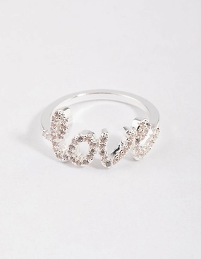 Brilliant Jewelry Silver Plated Love Script Ring