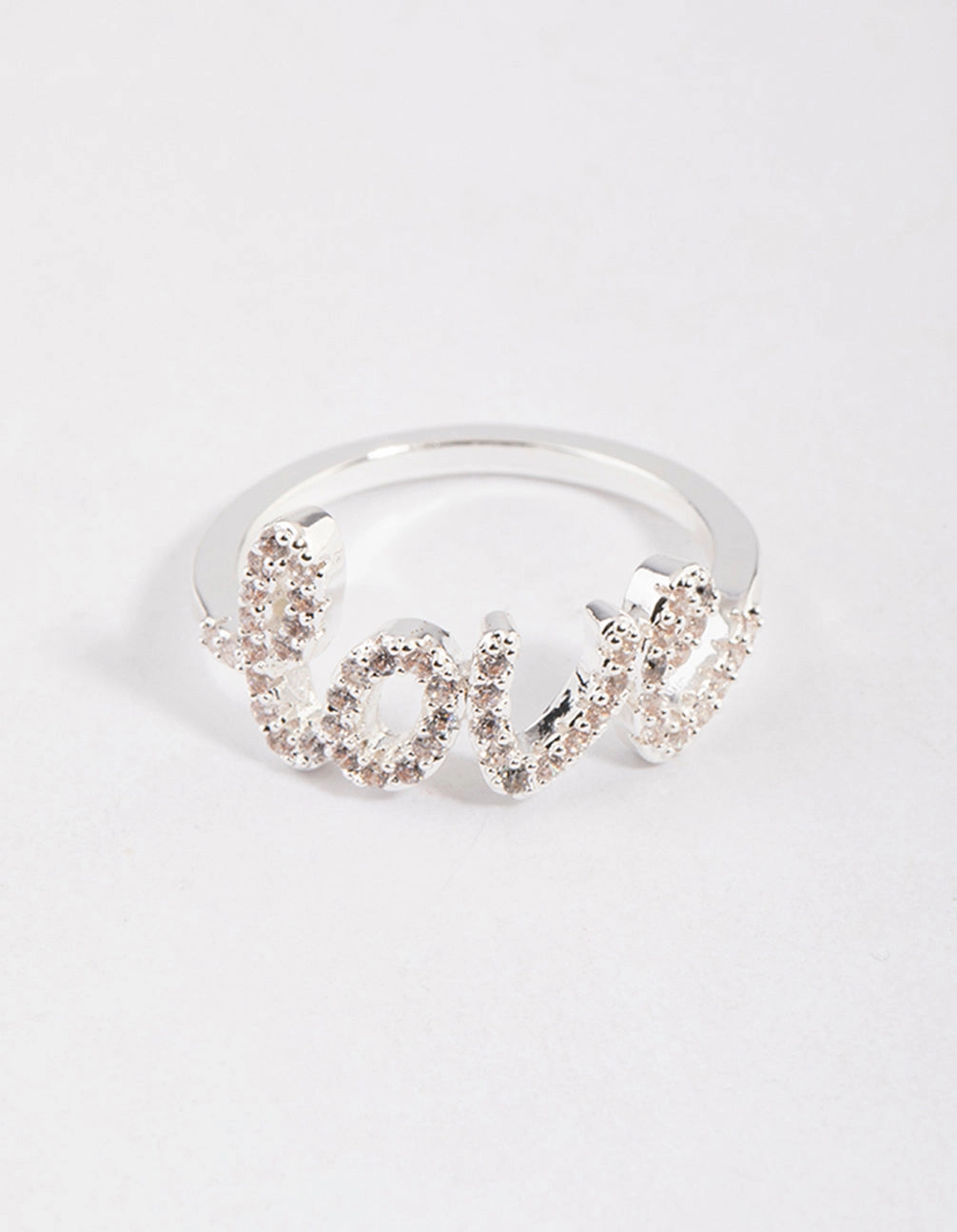 Brilliant Jewelry Silver Plated Love Script Ring