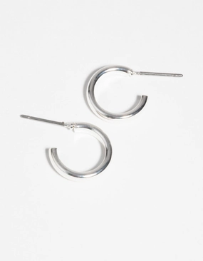 Neutral Piece Colorful Item Silver Simple Huggie Earrings