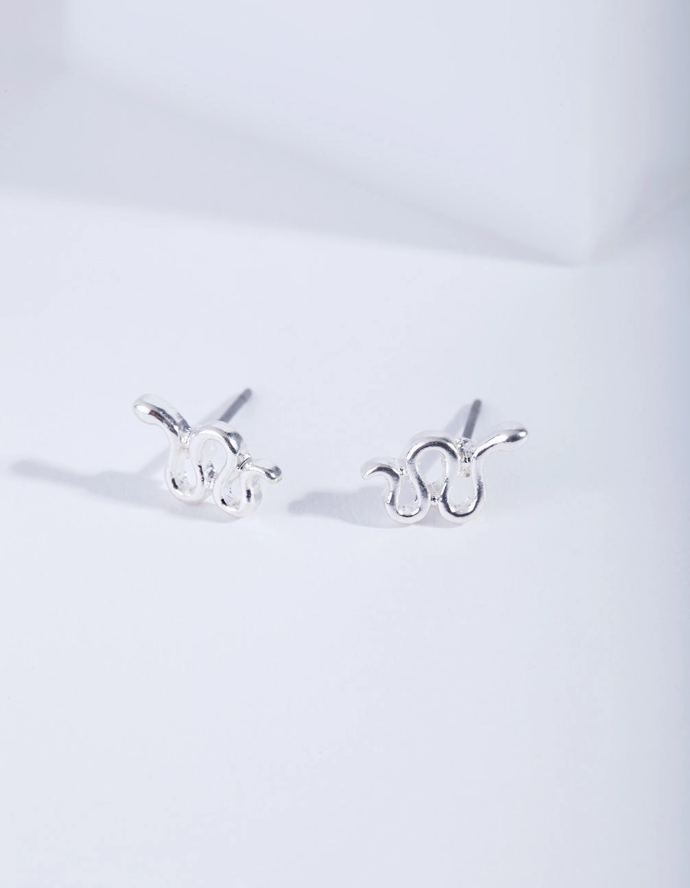 Silver Snake Stud Earrings Luxurious Accent