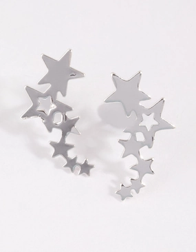 Silver Star Crawler Earrings Opulent Item