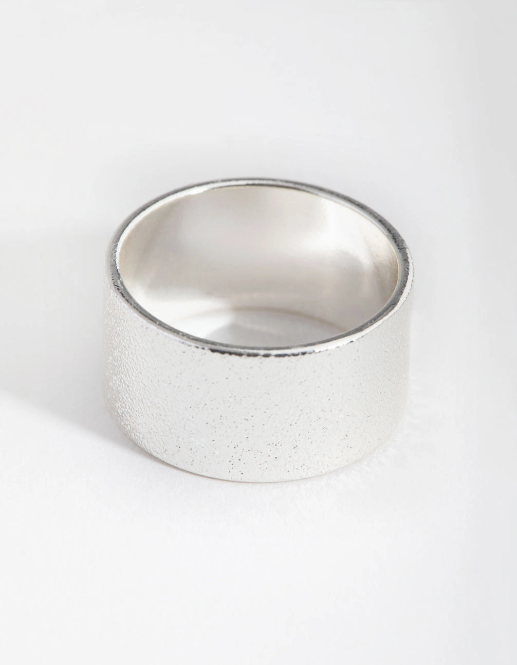 Resilient Appearance Silver Textured Wide Band Ring
