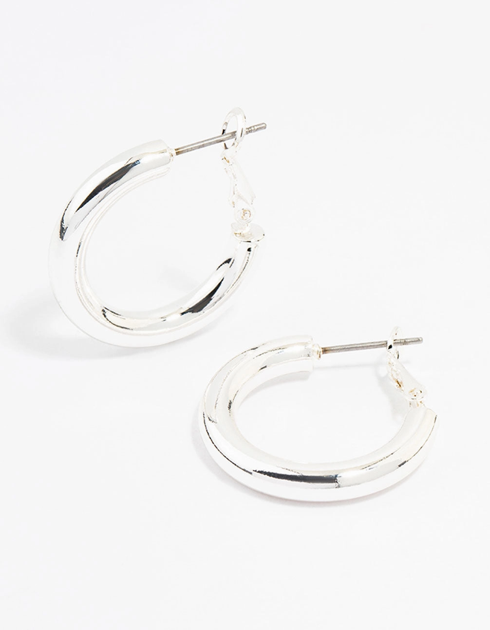 Shiny Vibe Sparkling Aesthetic Silver Thin C Hoop Earrings