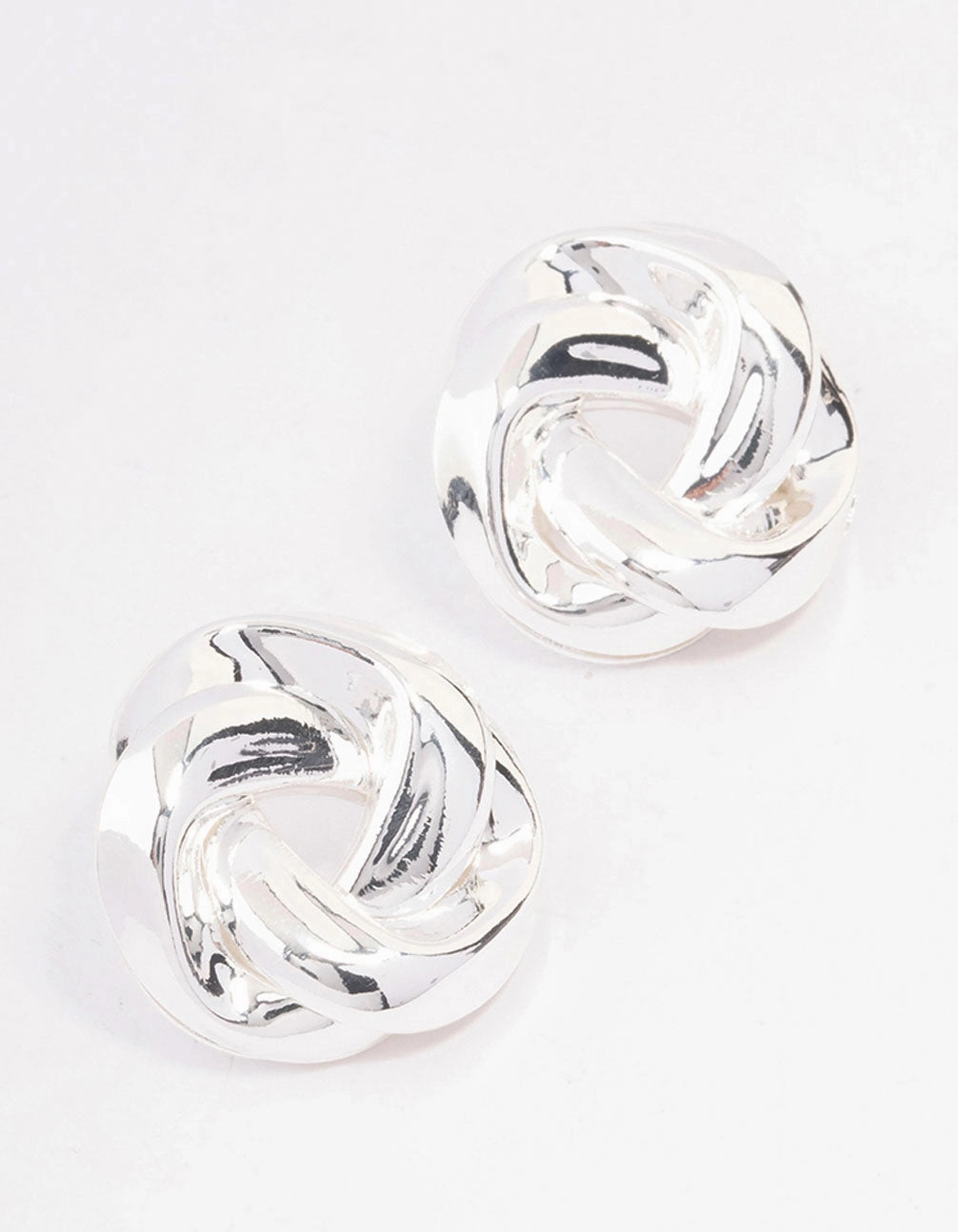Durable Design Silver Twisted Rope Circle Stud Earrings