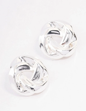 Durable Design Silver Twisted Rope Circle Stud Earrings