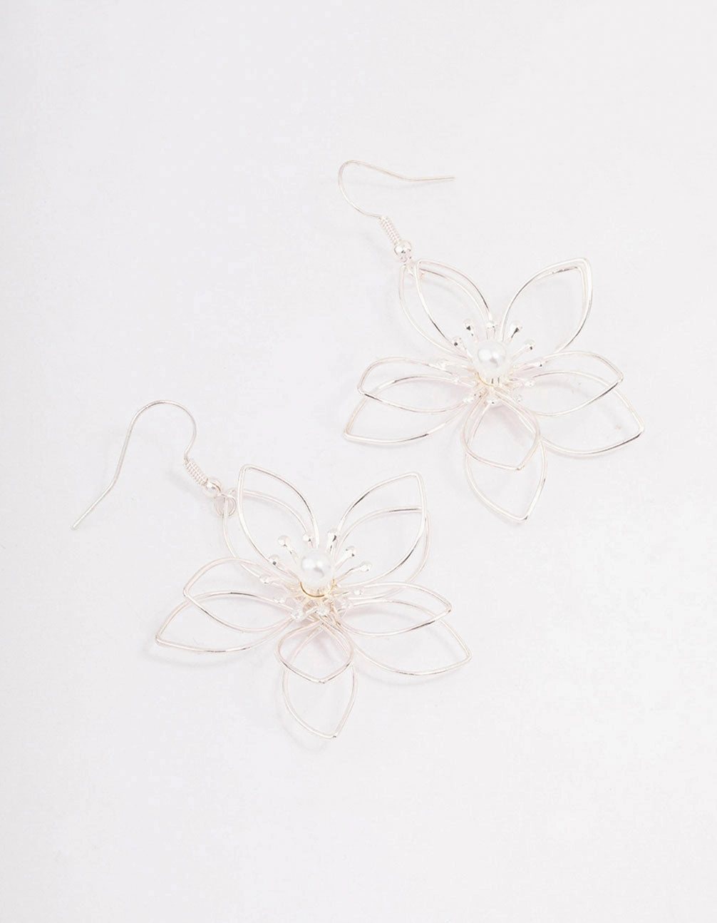 Silver Wire Pearl Drop Earrings Classic Embellishment