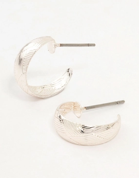 Classic Choice Silver Woven Textured Huggie Earrings