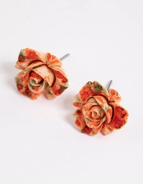 Watercolour Rose Stud Earrings Evening Jewelry Lustrous Piece