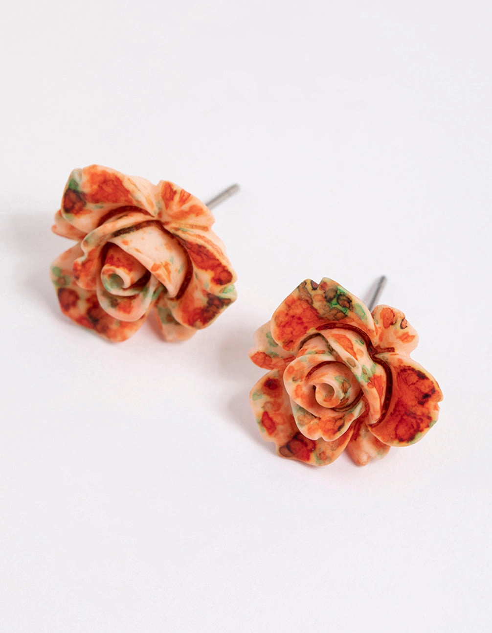Watercolour Rose Stud Earrings Evening Jewelry Lustrous Piece