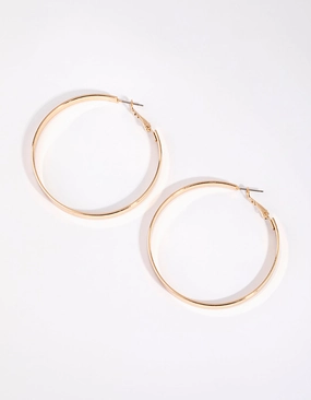 Gold Flat Hoop Earrings Polygonal Decoration High-Quality Vibe