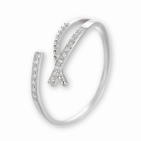 Sparkling Effect Quality Art Sterling Silver Overlapping/Crossover Elegant Ring