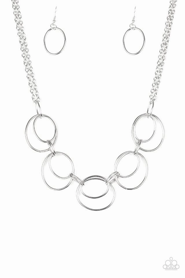 Modern Fashion Paparazzi Accessories ?Urban Orbit - Silver Necklace?Flat Rate Ship $4.50?
