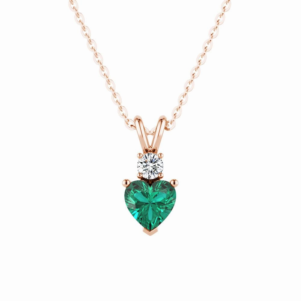 Vacation Gift Urban Girl 1.8 CT. Heart Emerald Solitaire Pendant with White Sapphire