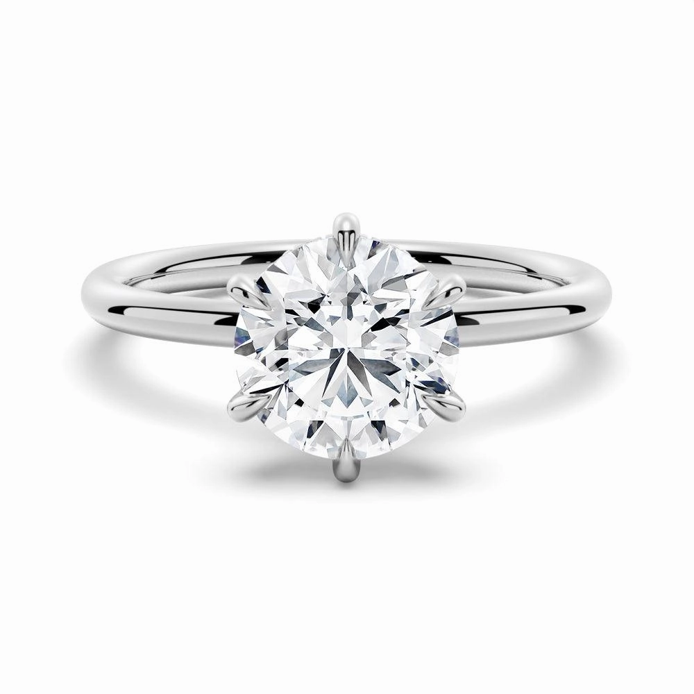 Six Prong Solitaire Moissanite Engagement Ring With Hidden Halo Wonderful Ornament Balanced Motion