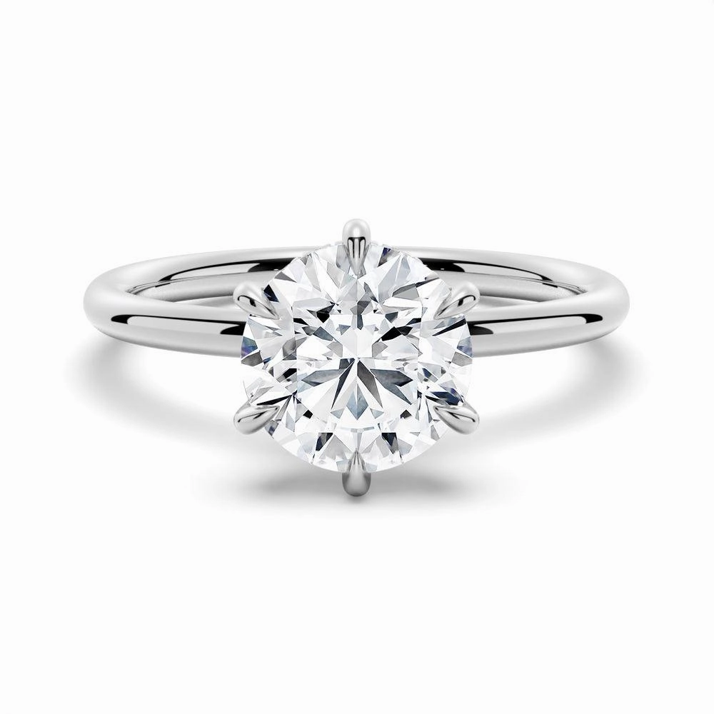 Six Prong Solitaire Moissanite Engagement Ring With Hidden Halo Portable Size