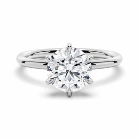 Six Prong Solitaire Moissanite Engagement Ring With Hidden Halo Portable Size