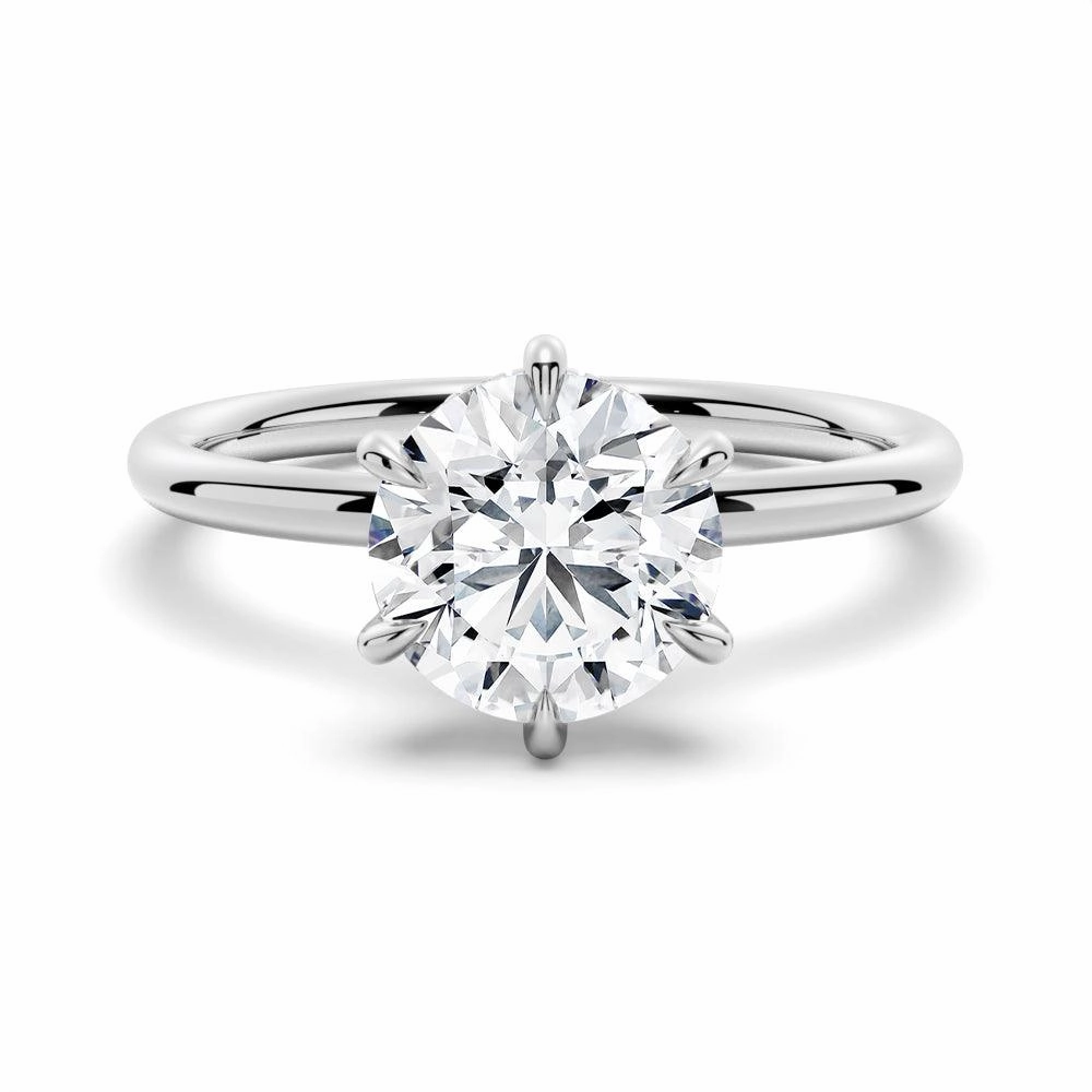 Classic Charm Office Gift Six Prong Solitaire Moissanite Engagement Ring With Hidden Halo