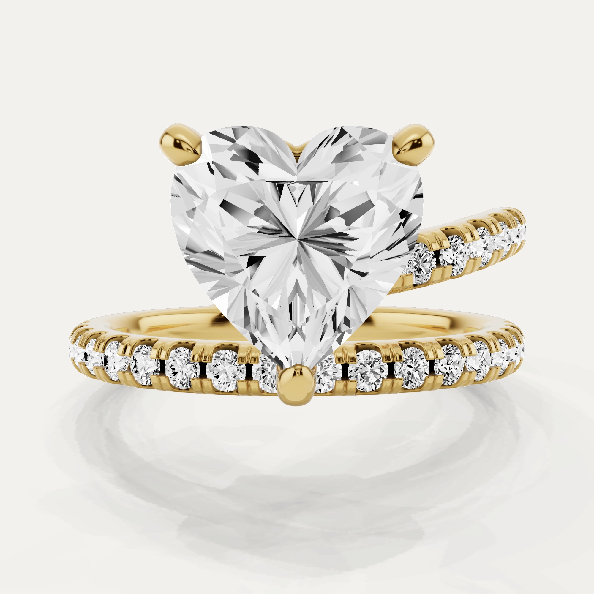 Precious Design Graceful Feature 1 1/2 ctw Heart Diamond Solitaire Engagement Ring with Side Accents