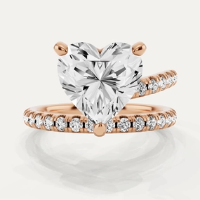 Minimal Glow 1 1/2 ctw Heart Diamond Solitaire Engagement Ring with Side Accents