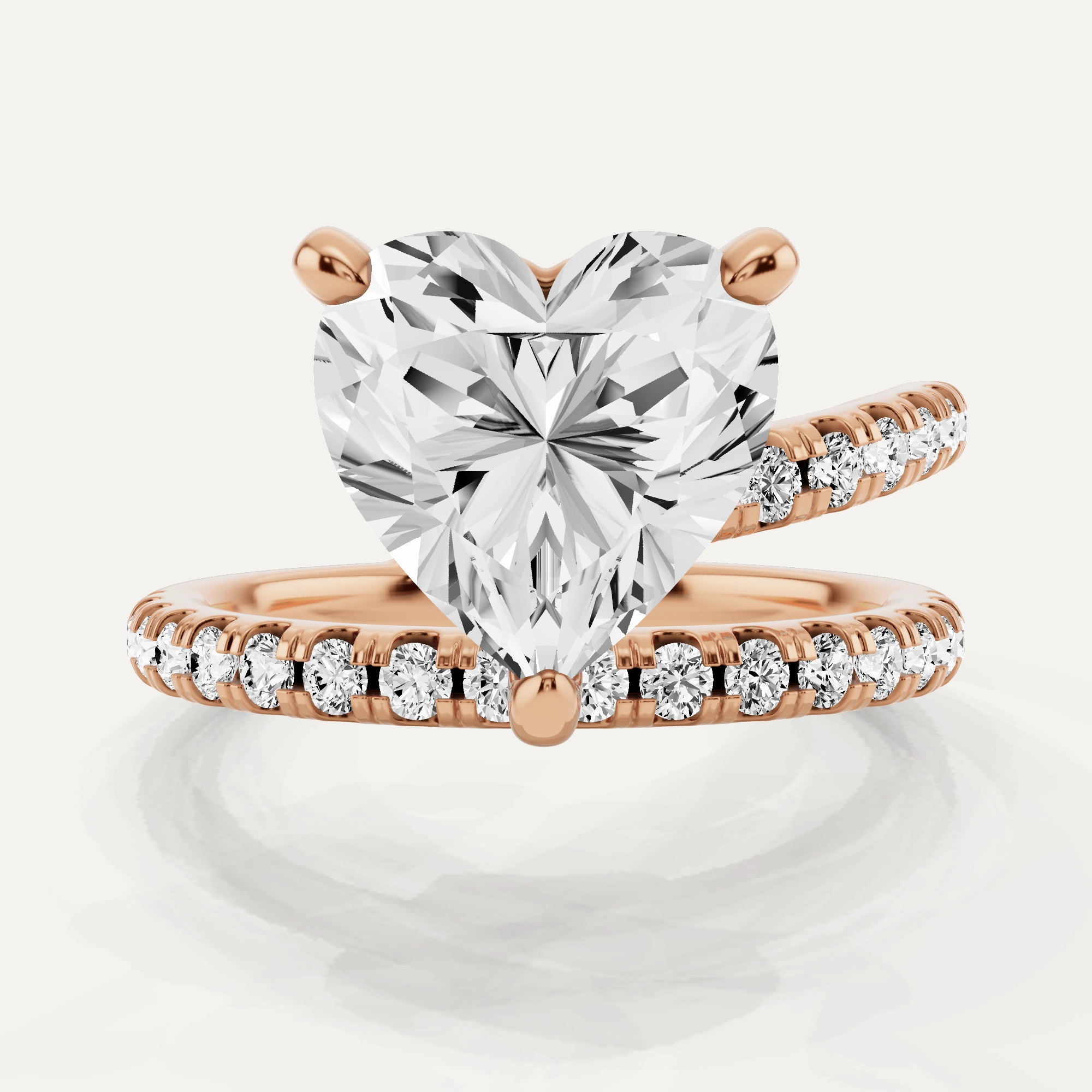 Minimal Glow 1 1/2 ctw Heart Diamond Solitaire Engagement Ring with Side Accents