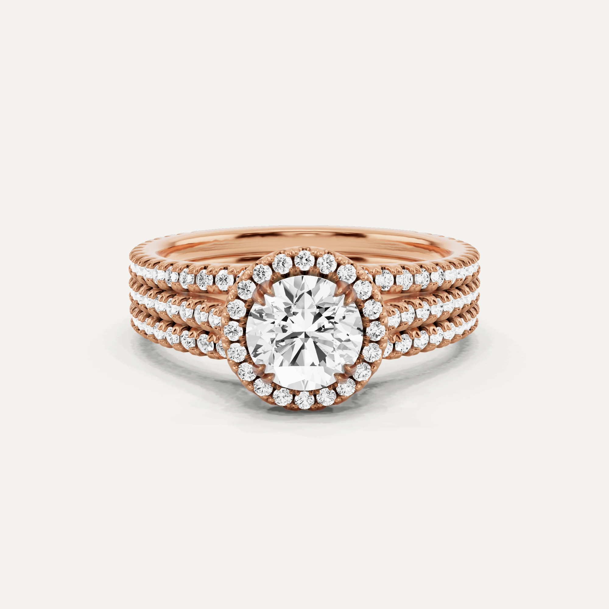 1 1/2 ctw Round Three Row Side Stone Halo Engagement Ring Daily Match Top Pick