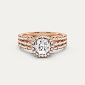 1 1/2 ctw Round Three Row Side Stone Halo Engagement Ring Daily Match Top Pick