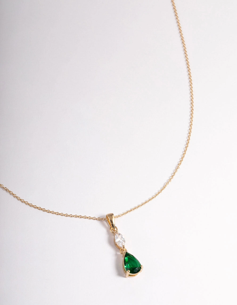 Gold Plated Sterling Silver Marquise & Pear Pendant Necklace Soft Style For Groom