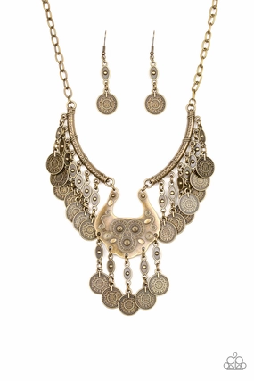 Paparazzi Accessories ? Treasure Temptress - Brass Necklace?Flat Rate Ship $4.50? For University Timeless Accent