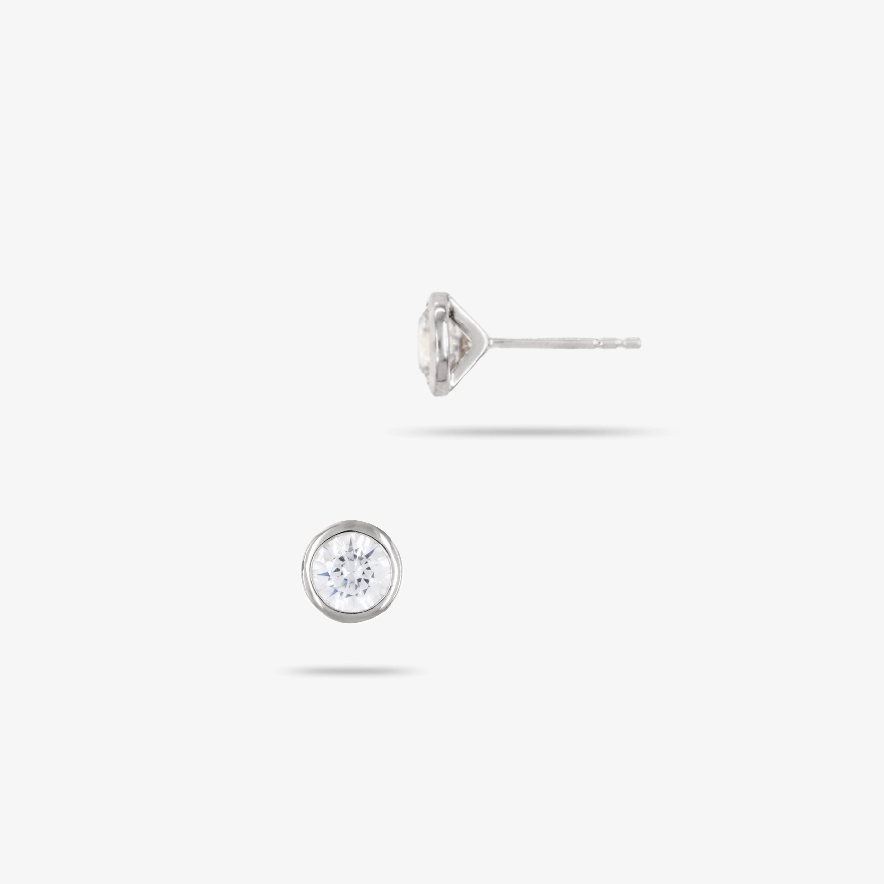 Chic Outfit Silver Cubic Zirconia Bezel Set Round Solitaire Stud Earrings