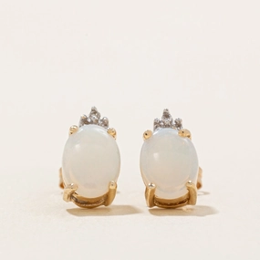 Daily Wear Opal & Diamond Earrings | 1.20ctw, 0.05ctw |