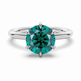 2 CT. Six Prong Solitaire Green Moissanite Engagement Ring With Hidden Halo Bridal Present