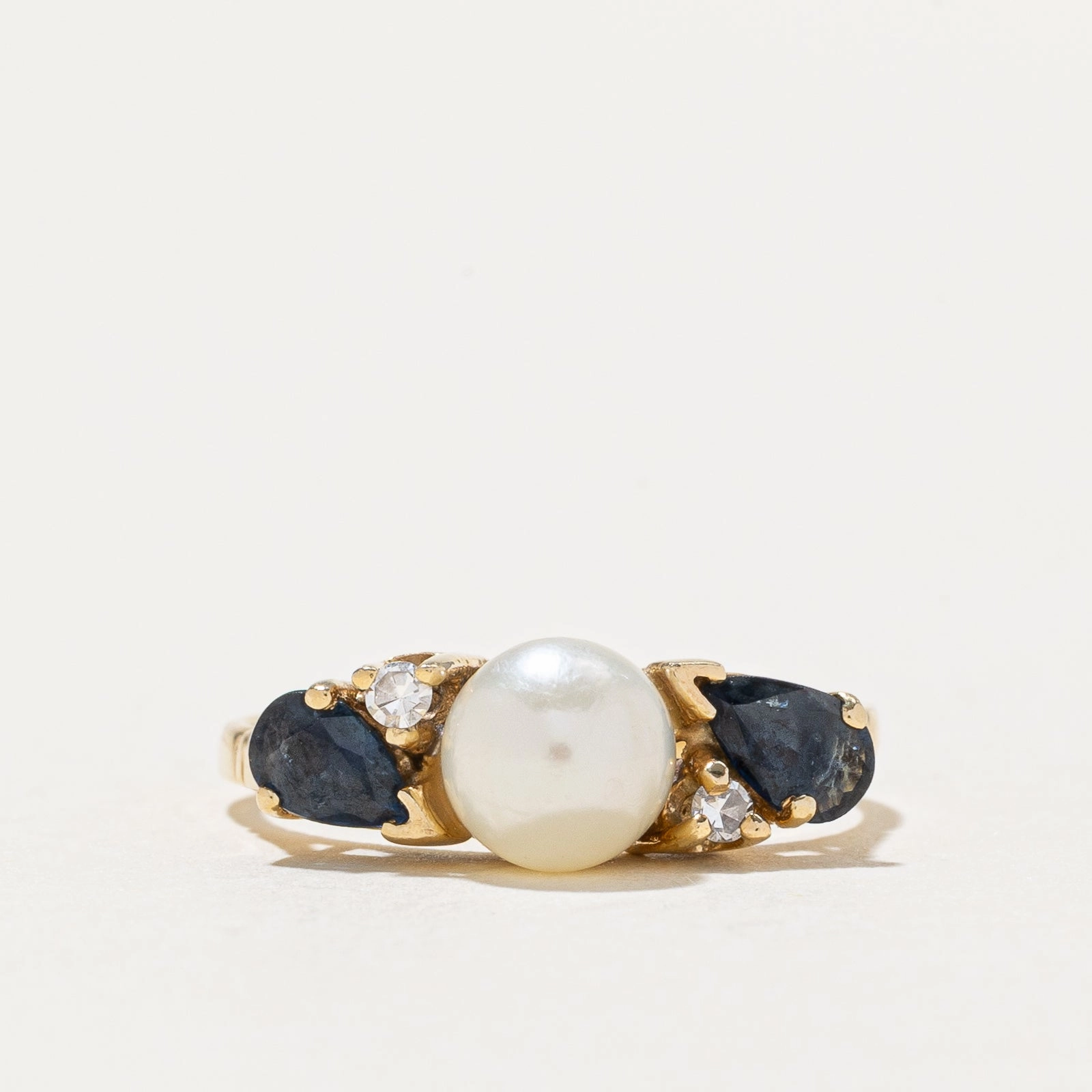 Pearl, Sapphire & Diamond Ring | 0.50ctw, 0.04ct | SZ 5.5 Dainty Accessory