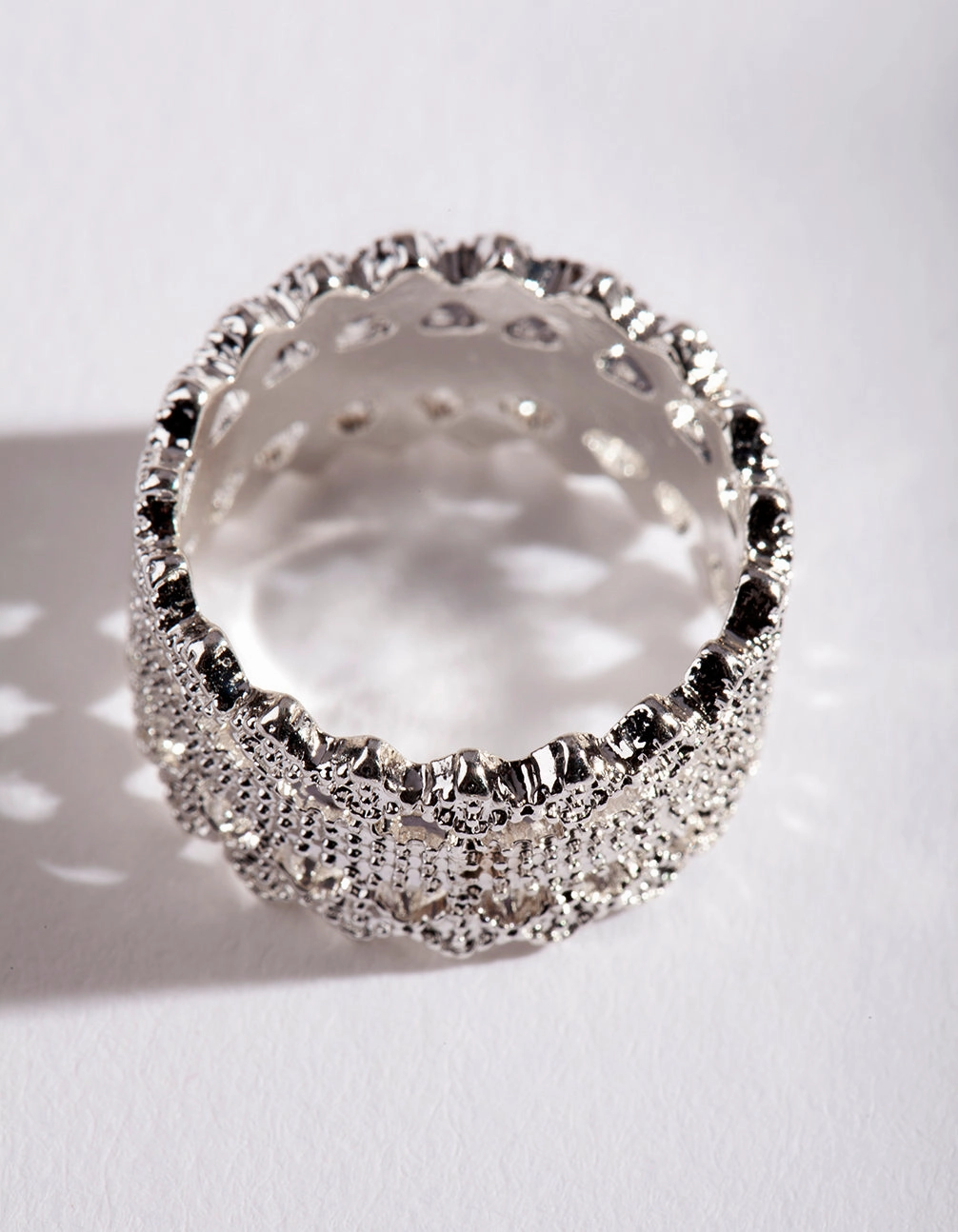 Elegant Keepsake Silver Lace Detail Ring