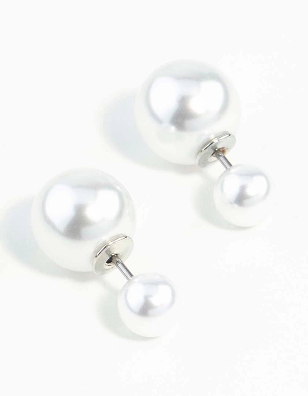 Pearl Ball Sandwich 8MM Stud Earrings Statement Ornament