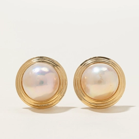 Classic Piece Perfect Gift Mab?? Pearl Button Earrings