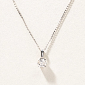 Solitaire Diamond Pendant Necklace | 0.94ct | 18"| gentle touch Delicate Form