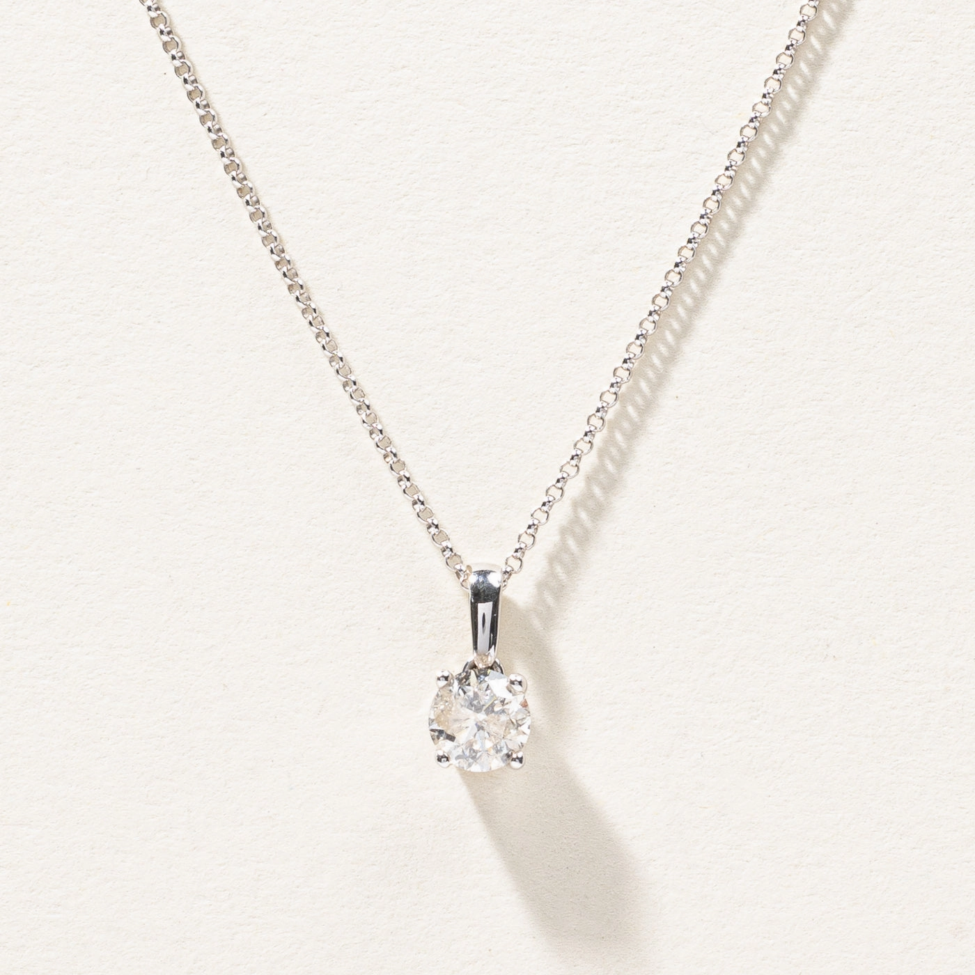 Solitaire Diamond Pendant Necklace | 0.94ct | 18"| gentle touch Delicate Form