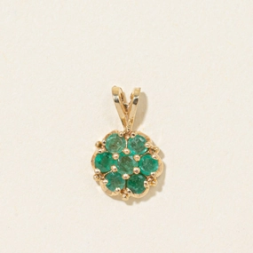 Fashion Jewelry Emerald Circle Cluster Pendant | 0.25ctw