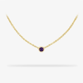 Birthstone Necklace February - Amethyst 14K Gold Necklace Unique Gem Soft Materials