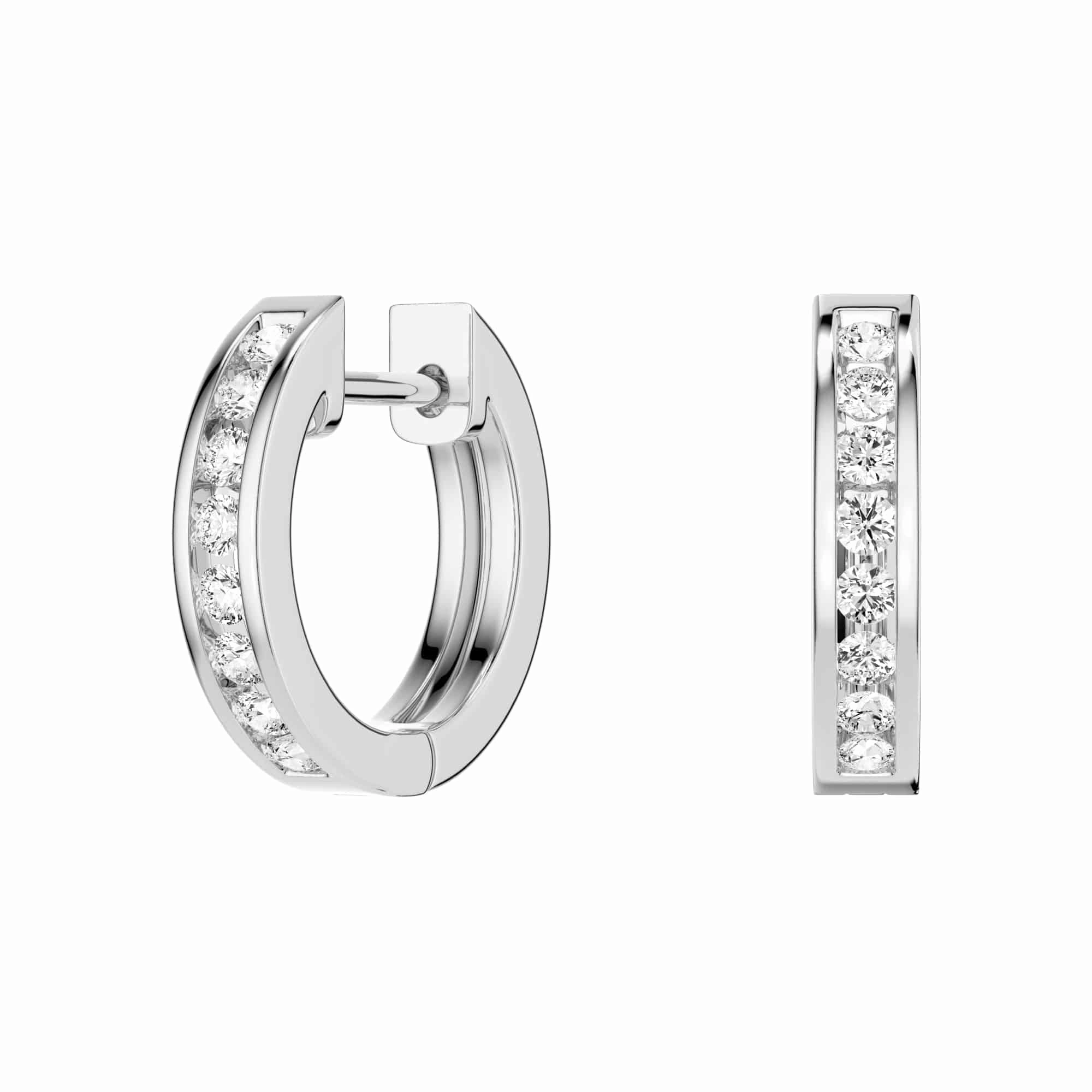 Pretty Style Round Cut Moissanite Channel Set Hoop Earrings