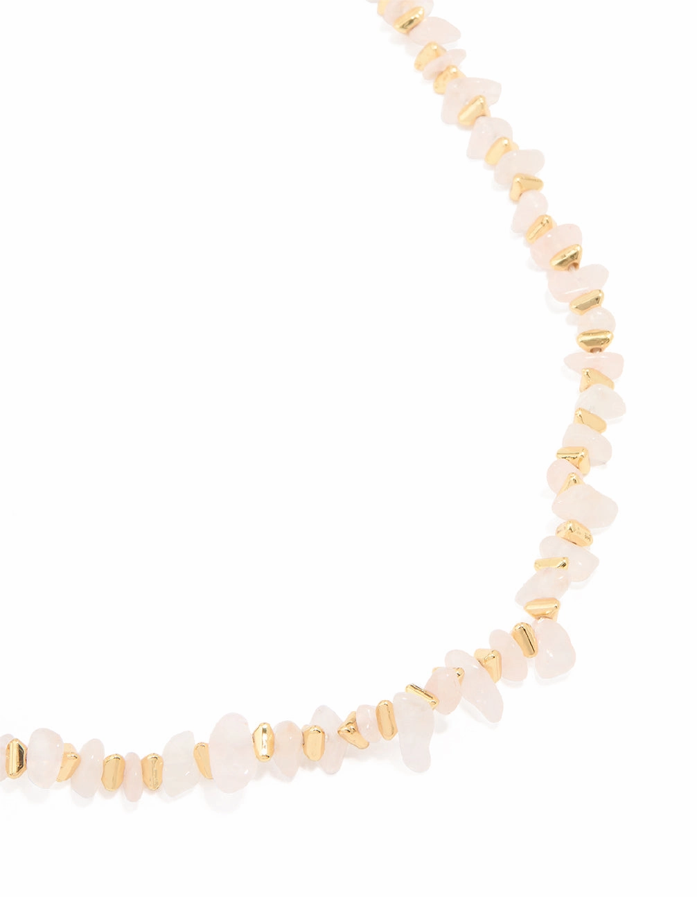 Lightweight accessory Gold Plated Rose Quartz Chip Triangle Necklace