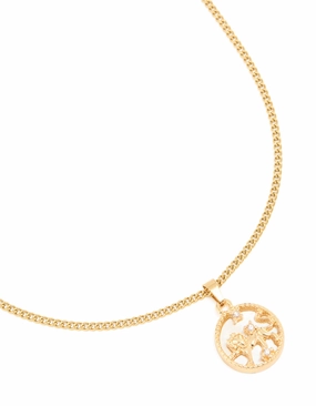 Waterproof Gold Plated Stainless Steel Circle Leo Necklace Great gift Daily Detail