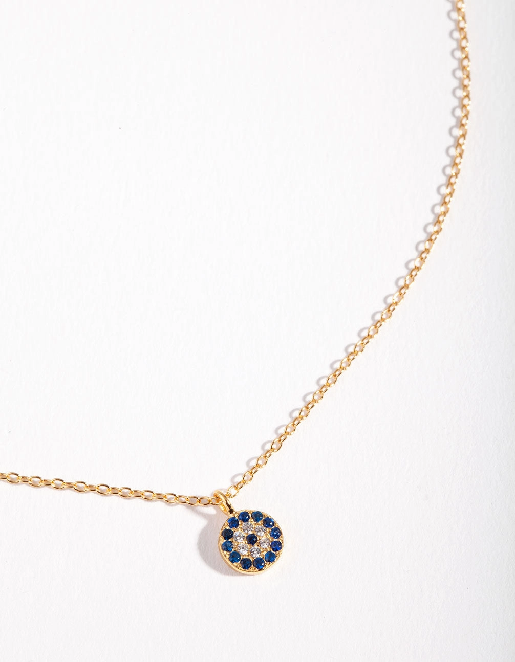 Creative Edge Gift For Mom Gold Plated Sterling Silver Evil Eye Disc Necklace