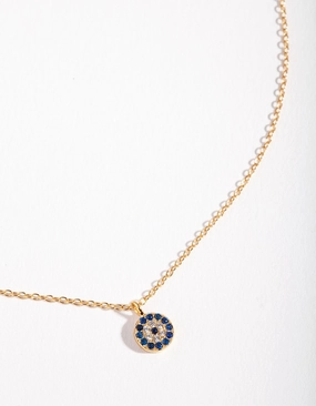 Creative Edge Gift For Mom Gold Plated Sterling Silver Evil Eye Disc Necklace