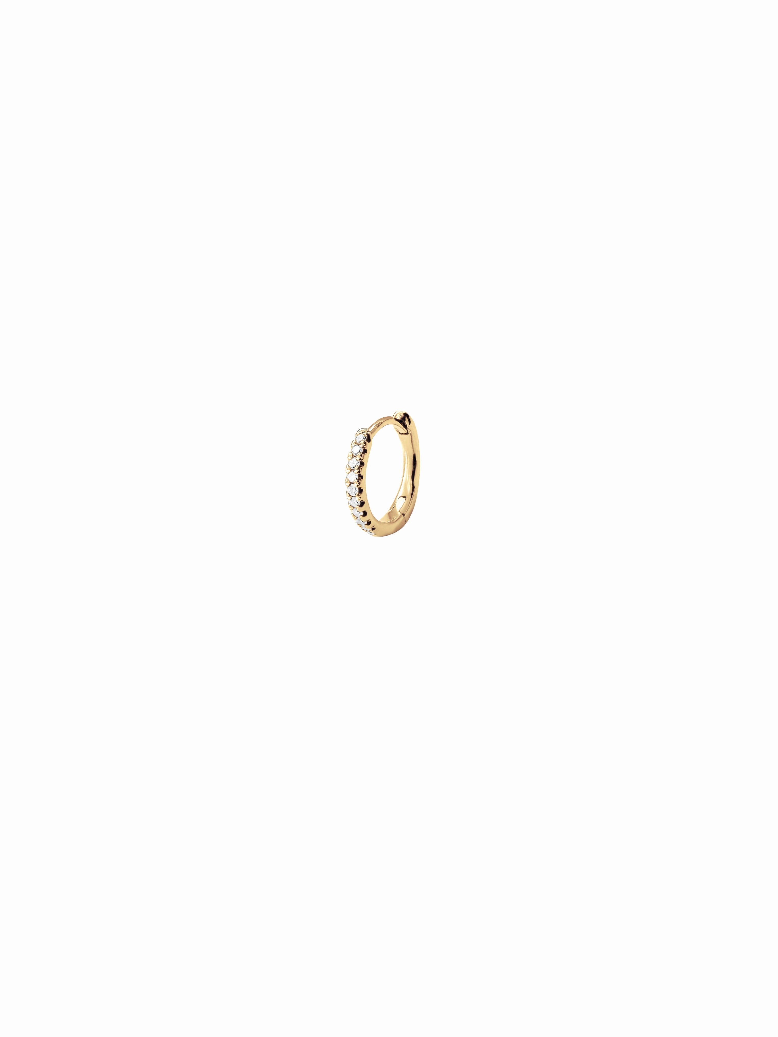 Shiny Touch Modern Fit 14KT Gold Mini Diamond Huggie Clicker Earring