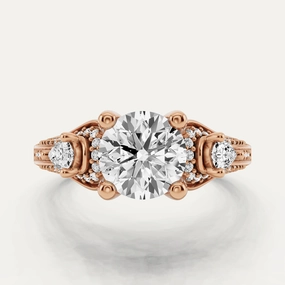 1 2/3 ctw Round Diamond Vinatge Inspired Three Stone Engagement Ring family gathering Stylish Glow