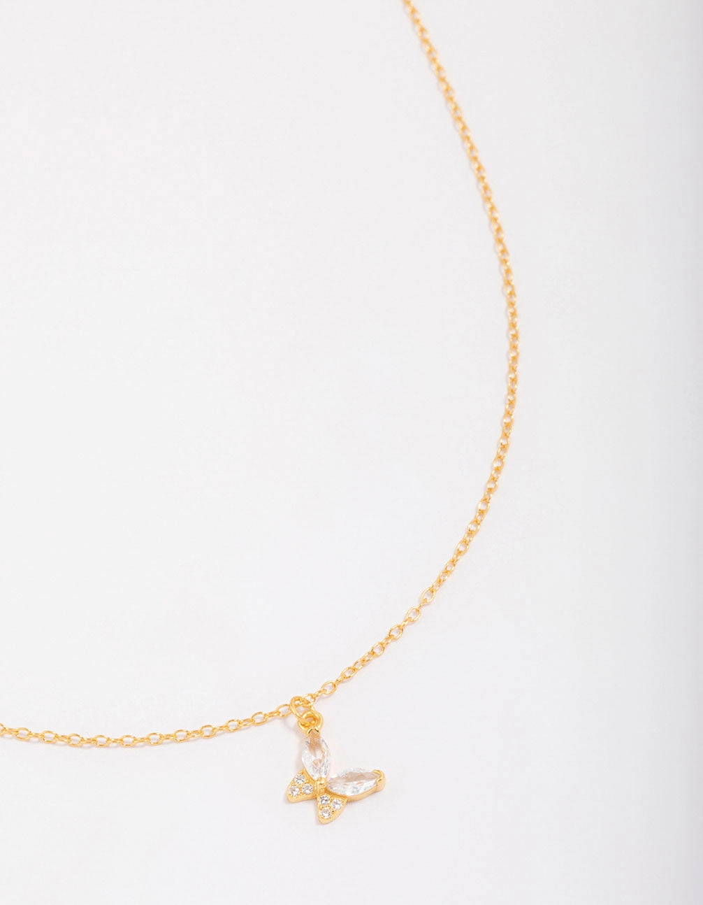 Gold Plated Sterling Silver Cubic Zirconia Butterfly & Angel Pendant Necklace Budget-Friendly Design