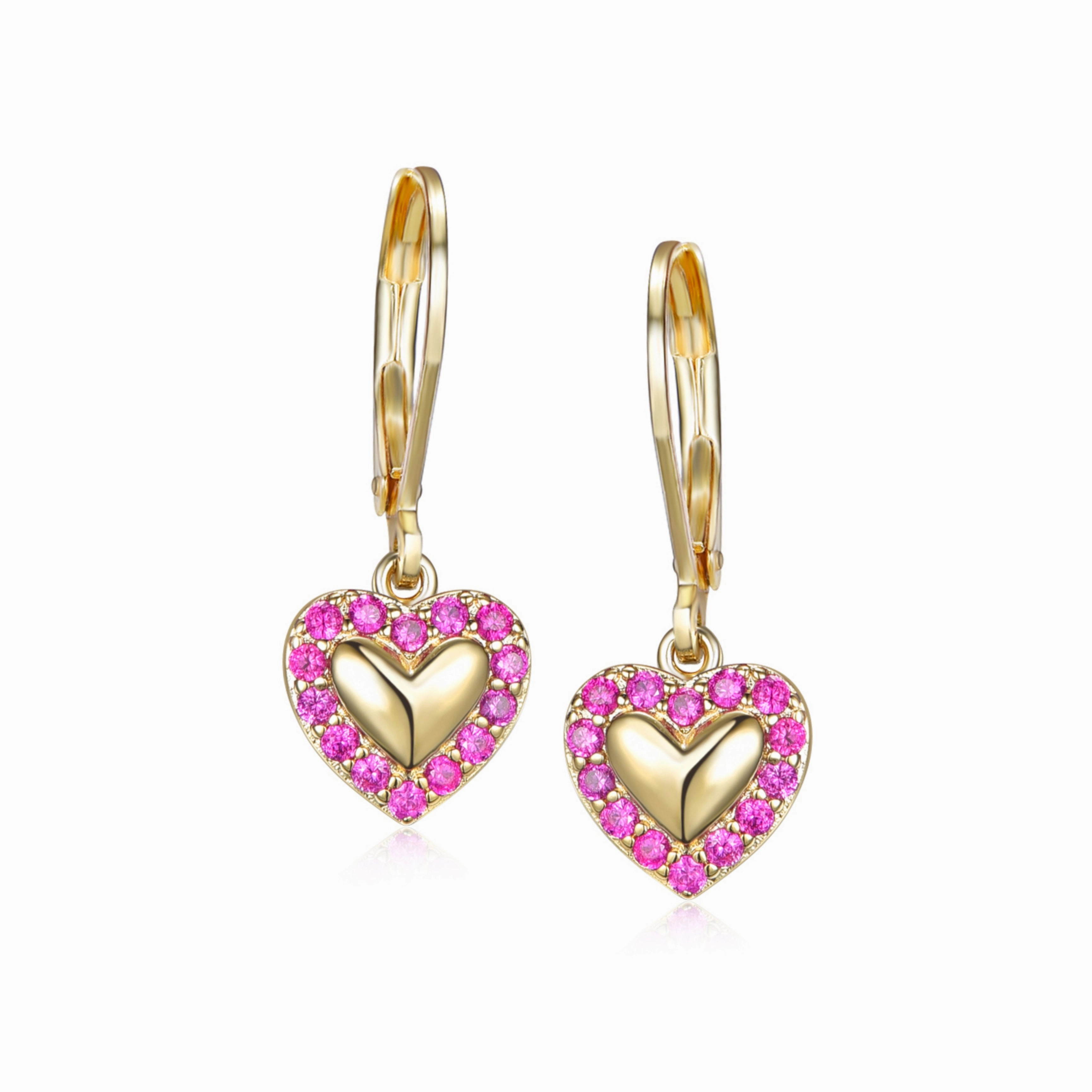 Shiny Decor Charming Accessory Surgical Steel Puffy Heart With CZ Outline Earrings