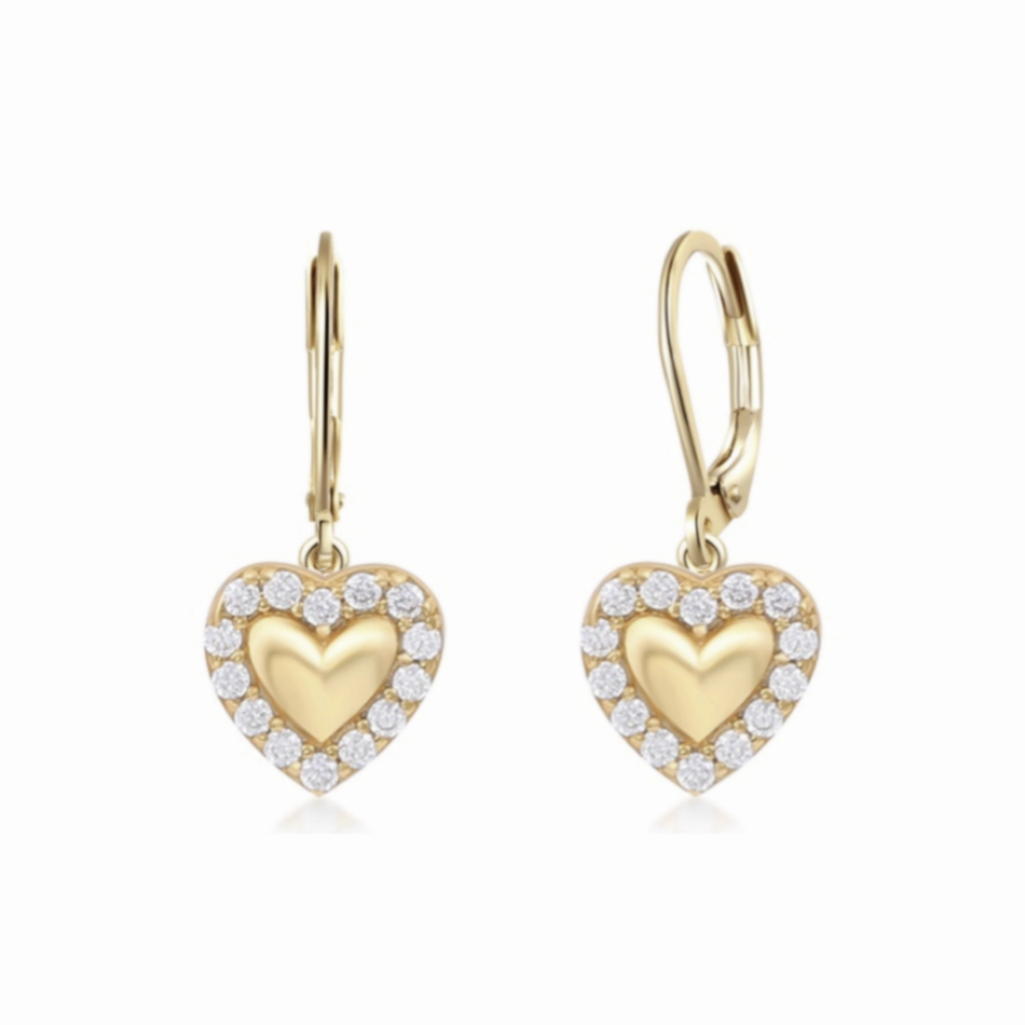 Surgical Steel Puffy Heart With CZ Outline Earrings Abstract Accessory